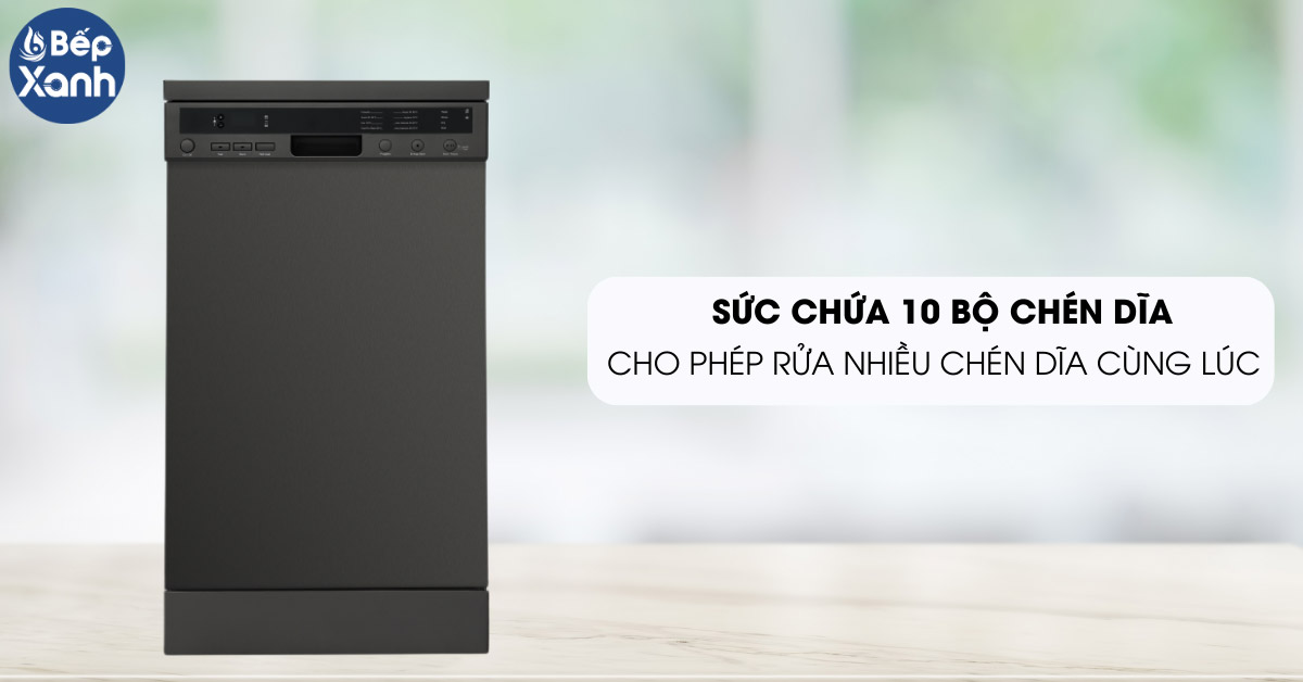 Malloca MDW10-BS08FS có sức chứa 10 bộ chén dĩa