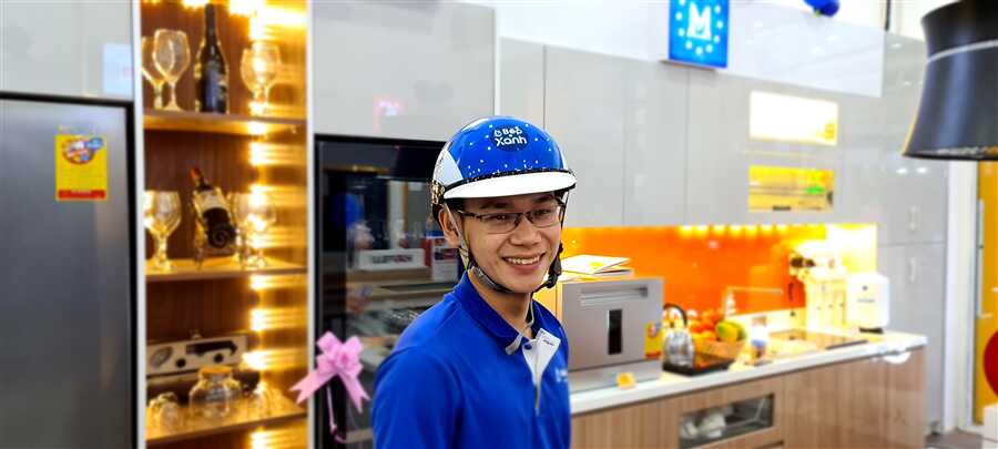 Nón bảo hiểm bếp xanh hiện đại