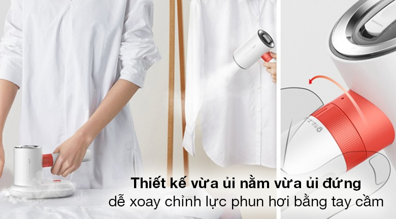 Bàn ủi hơi nước cầm tay DEERMA HS218 - Thiết kế bàn ủi 2 trong 1 có thể vừa ủi nằm vừa ủi đứng linh hoạt