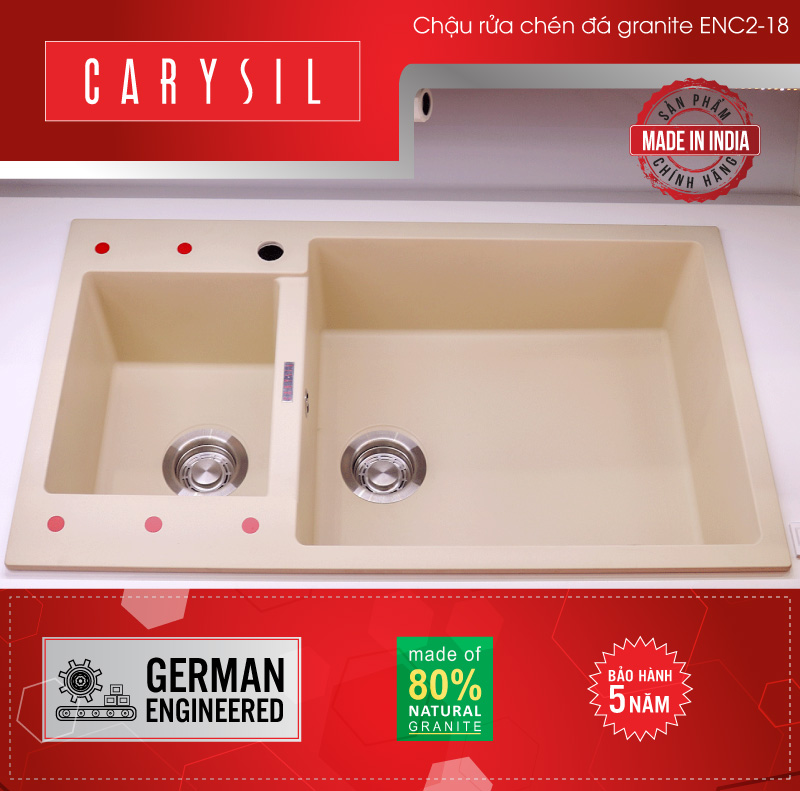 Chậu rửa chén bằng đá Granite 2 hộc ENC2