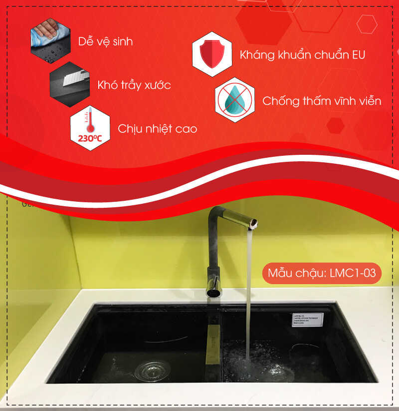 hình ảnh Chậu rửa chén bằng đá đôi granite LMC1 và các tính năng nổi bật