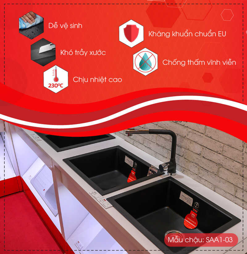 chậu rửa chén đá SAA1 - Carysil và chi tiết thông tin nổi bật