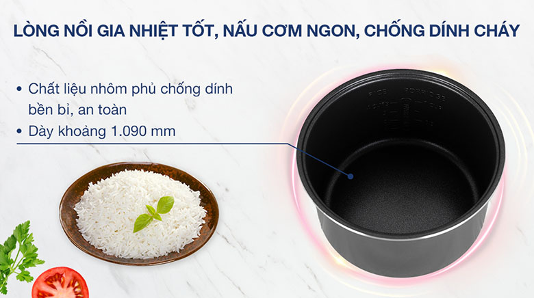 Nồi cơm điện tử Lock&Lock 0.8 lít EJR716IVY - Lòng nồi