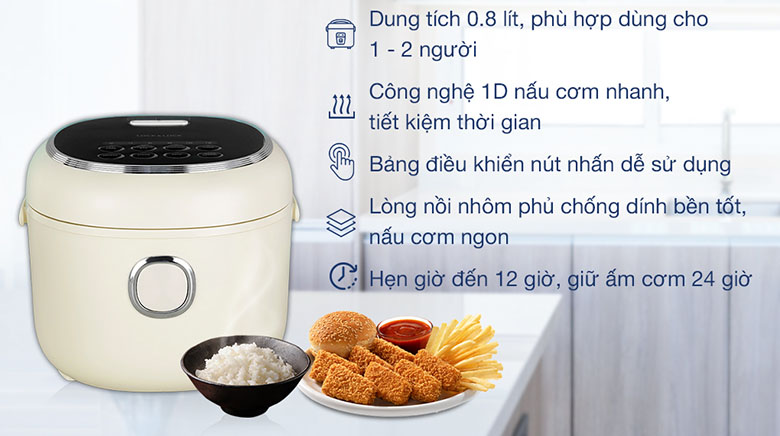 Nồi cơm điện tử Lock&Lock 0.8 lít EJR716IVY - Tổng quan