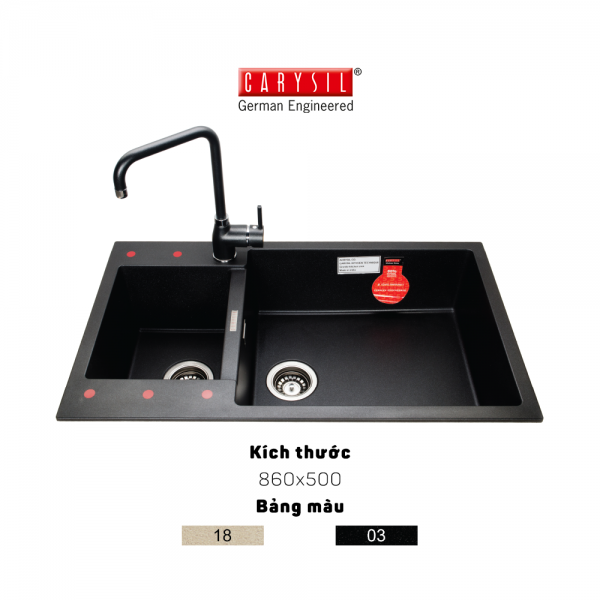 Hình ảnh chậu rửa chén bằng đá granite 2 hộc ENC2