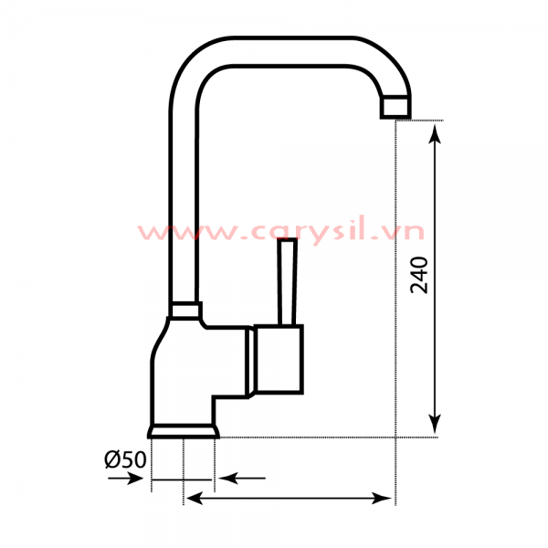 Kích thước chi tiết Vòi Rửa Chén Bát Cao Cấp Argo - Mã G-2551