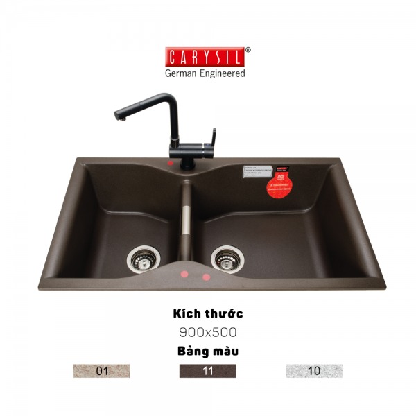 Hình ảnh chậu rửa chén bằng đá granite 2 hộc LAC2