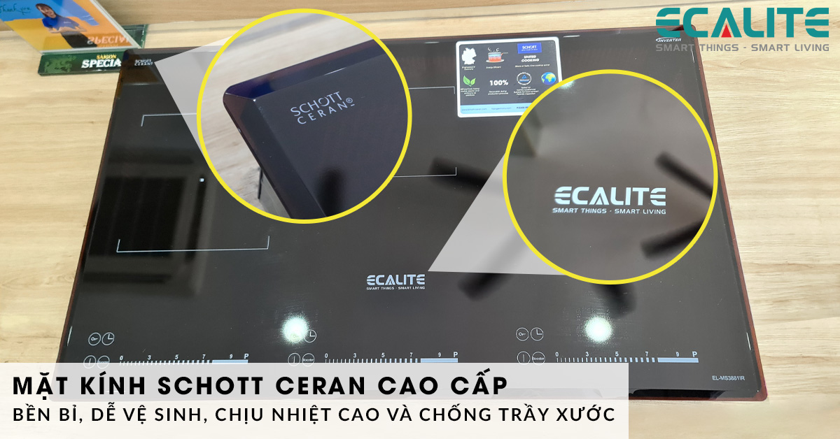 Bếp điện từ hồng ngoại EL-MS3881IR được trang bị mặt kính SCHOTT CERAN bền bỉ