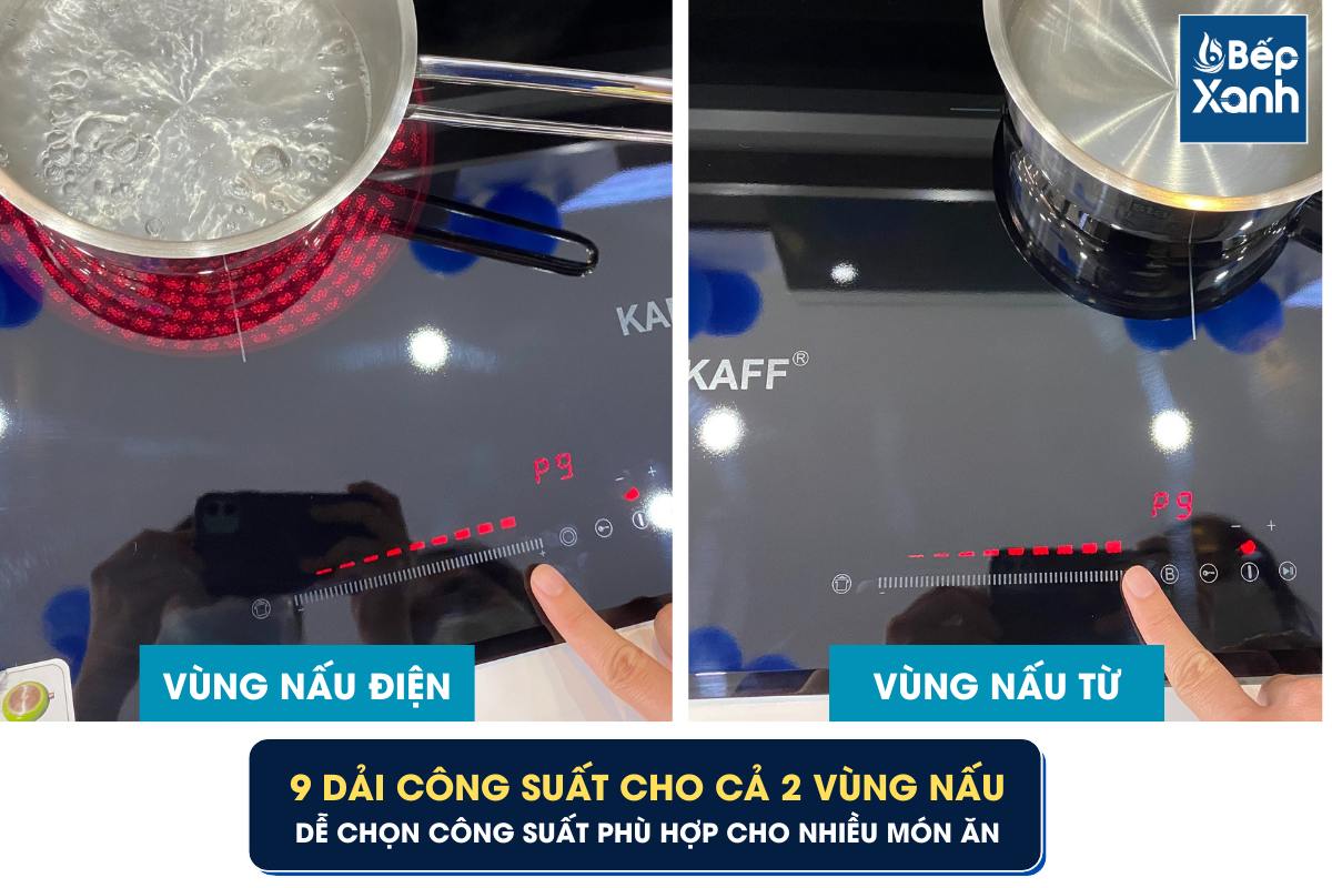 2 vùng nấu có 9 mức công suất