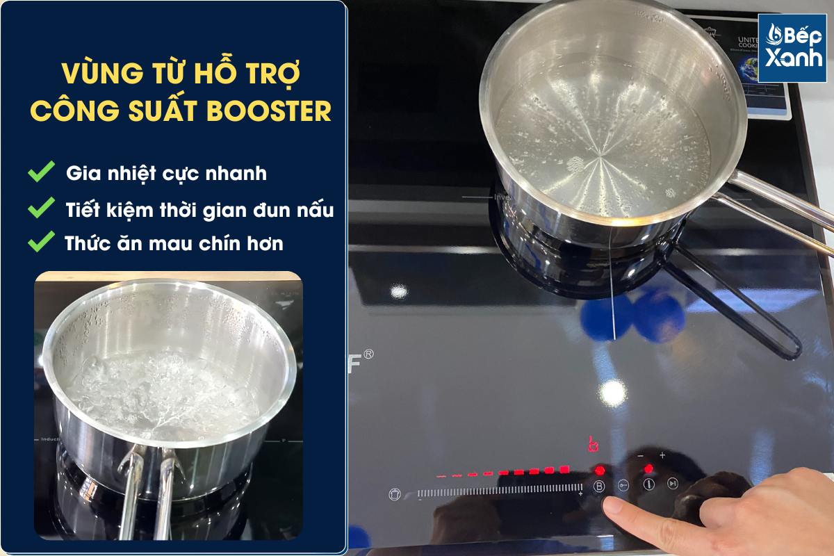Vùng nấu từ có thêm công suất Booster