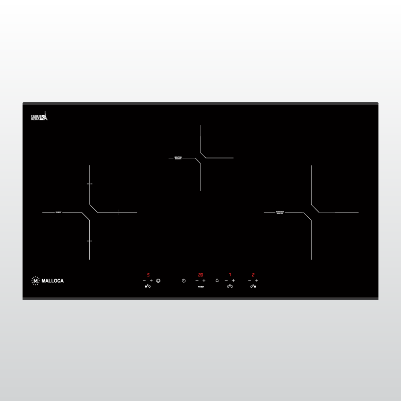 Bếp điện từ 3 vùng nấu Malloca MH 03IR N / Bếp 2 từ 1 điện, kính Eurokera chấm bi