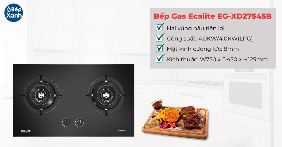 Bếp gas âm Ecalite EG-XD27545B 2 vùng nấu 