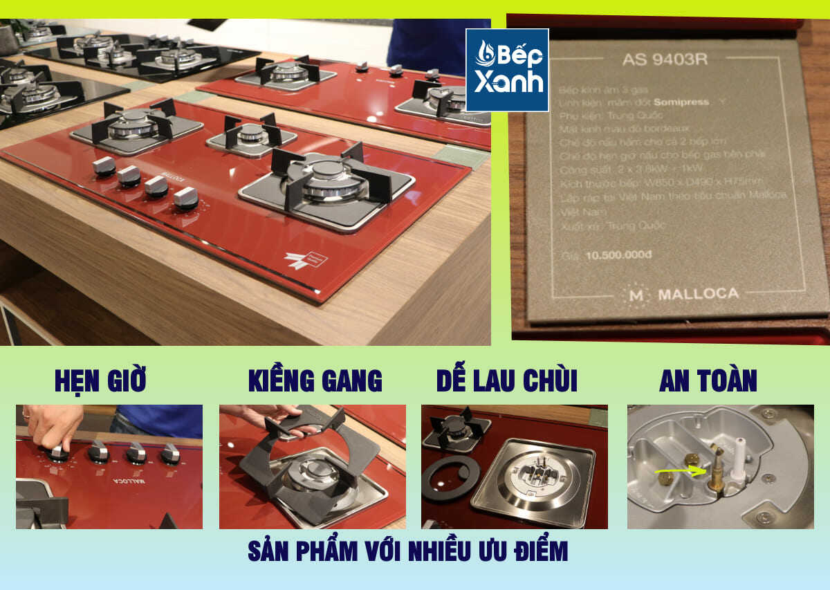 ưu điểm bếp gas malloca as 9403r 3 vùng nấu
