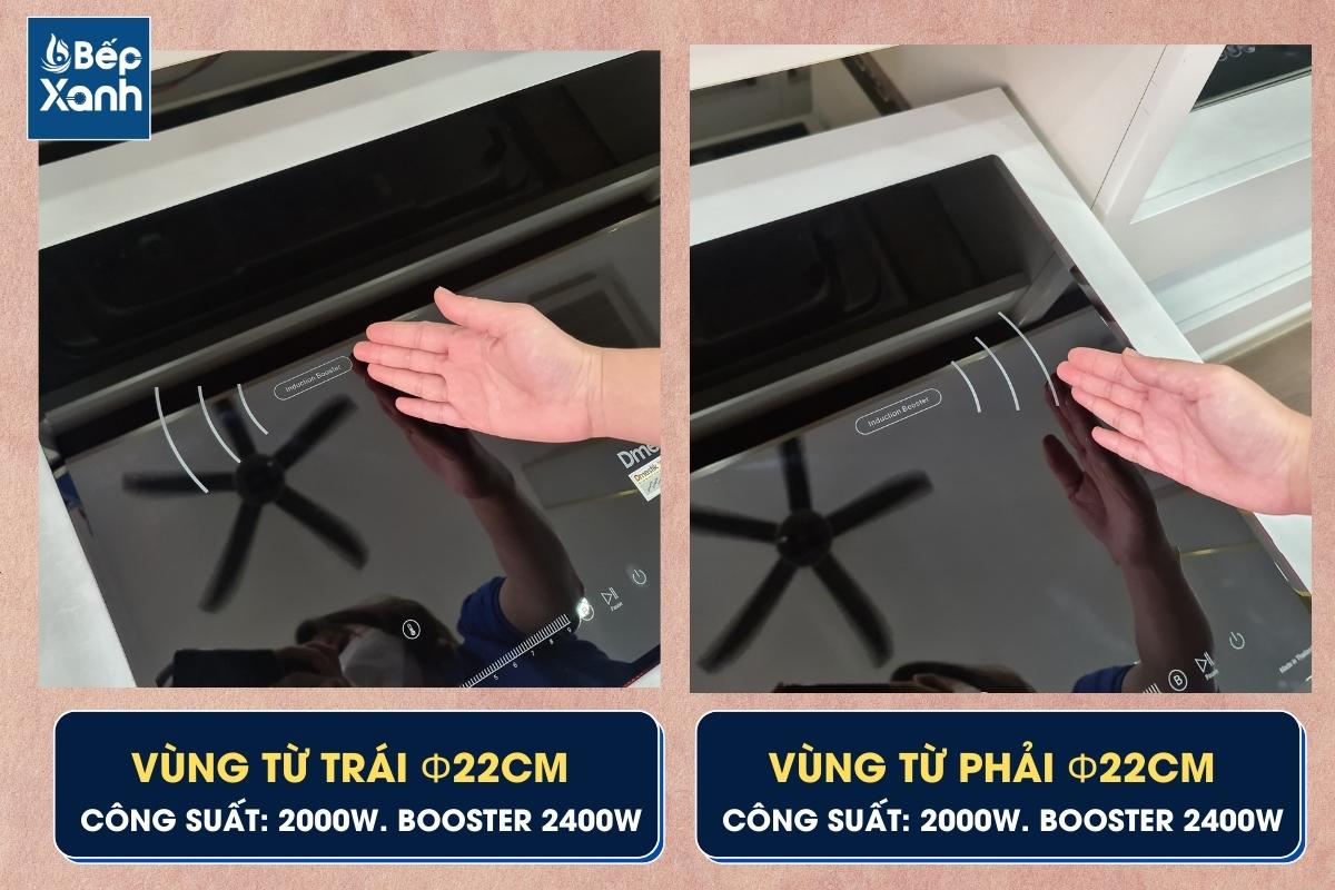Vùng từ bên trái và bên phải công suất tối đa 2400W