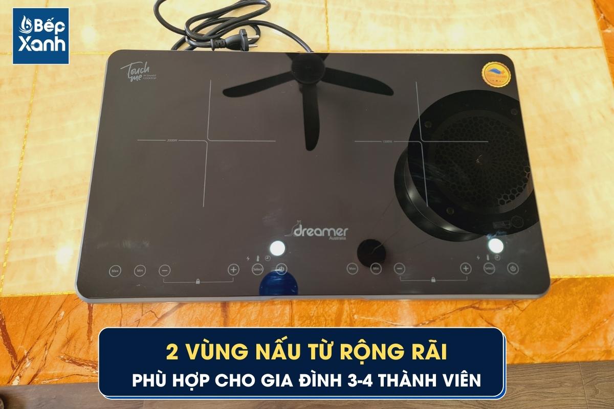Bếp từ Dreamer DKA-DIC135G có 2 vùng nấu