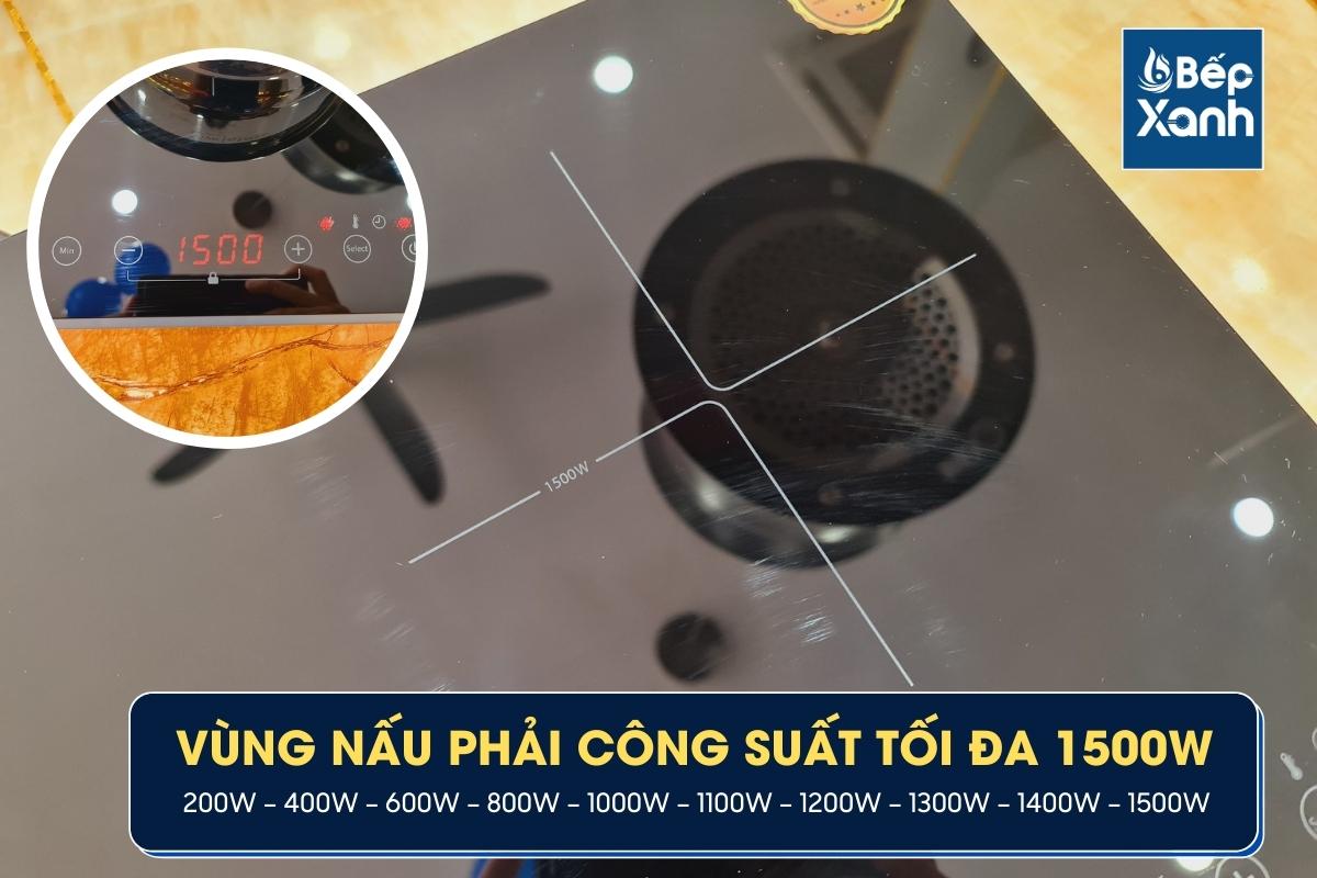 Vùng từ bên phải công suất 1500W