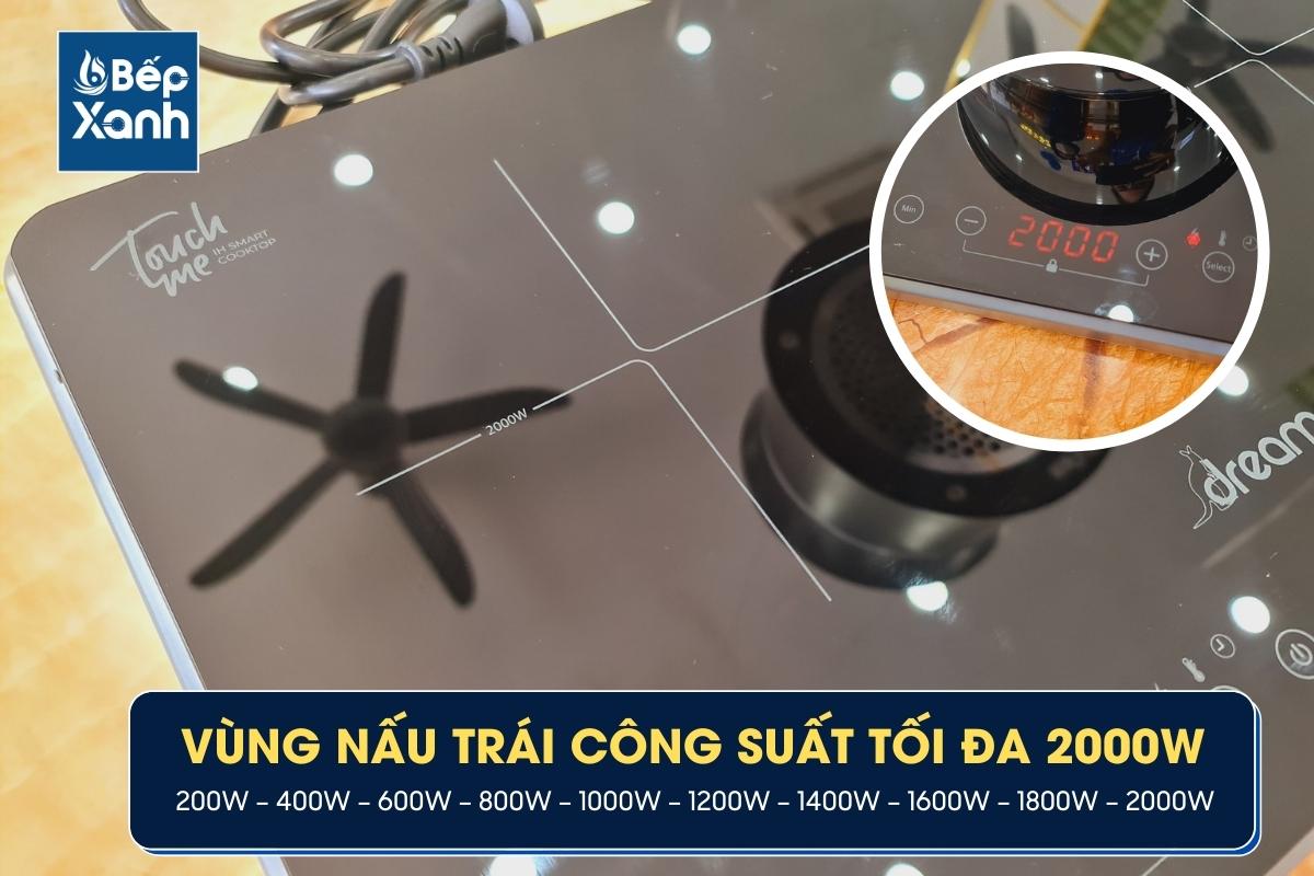 Vùng nấu bên trái công suất 2000W