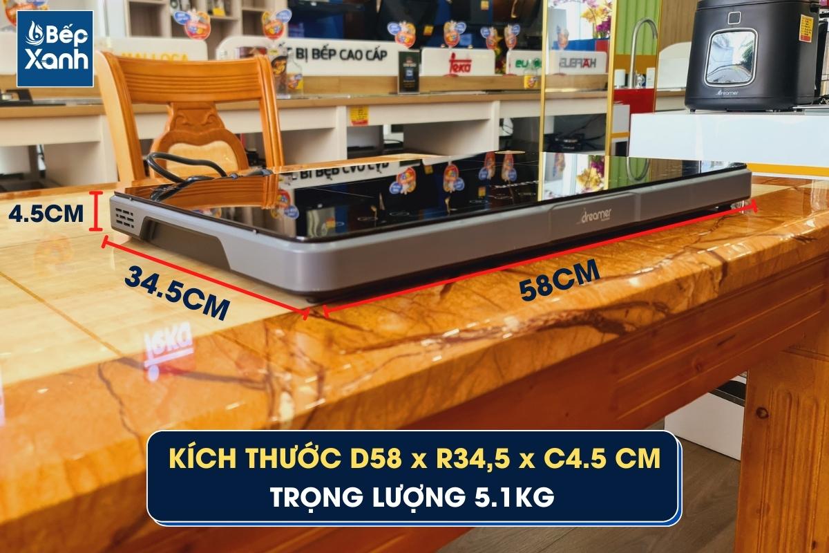 Kích thước bếp từ dương đôi Dreamer DKA-DIC135G