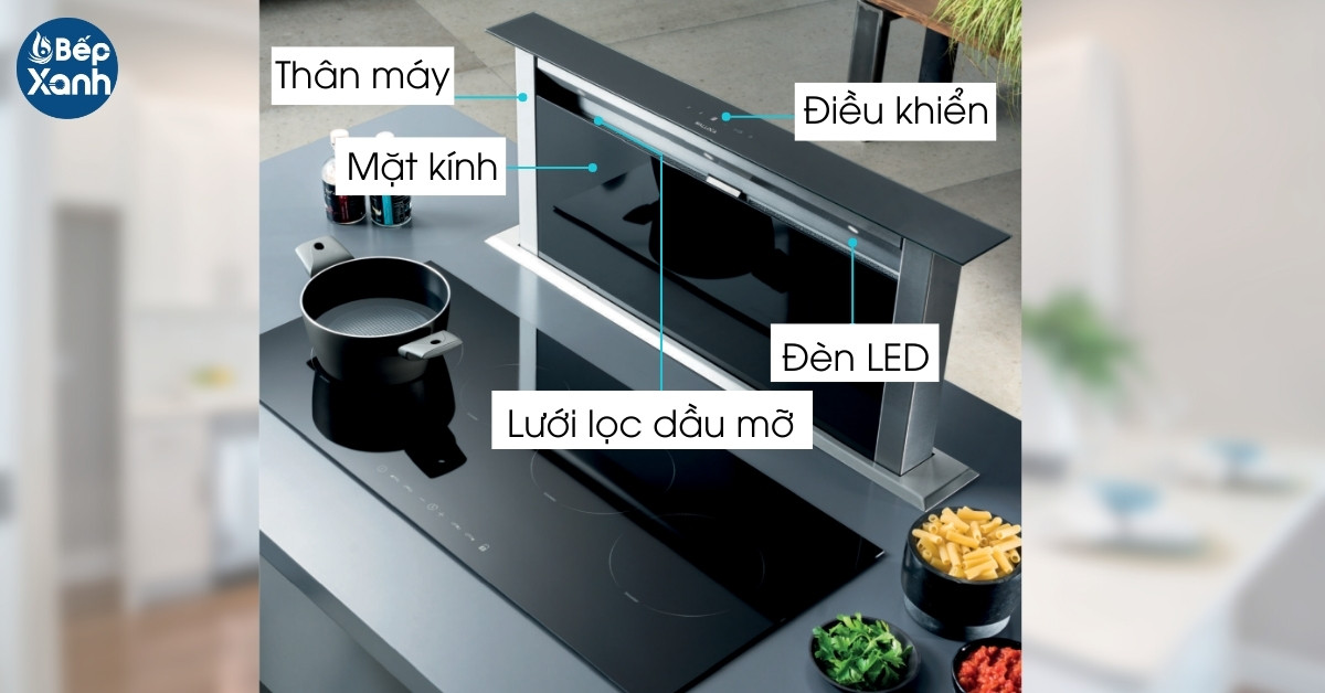 Các bộ phận trên máy hút mùi âm bàn bếp