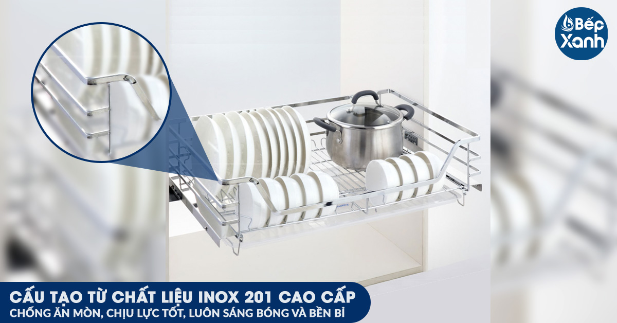 Giá xoong nồi bát đĩa Eurogold ES61270 được cấu tạo từ chất liệu inox 201 bền bỉ