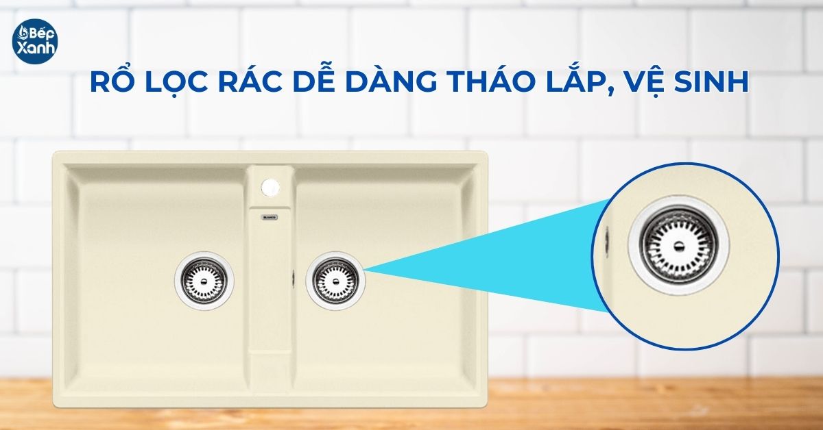 Rổ bằng inox, dạng tròn, tháo lắp vệ sinh dễ dàng