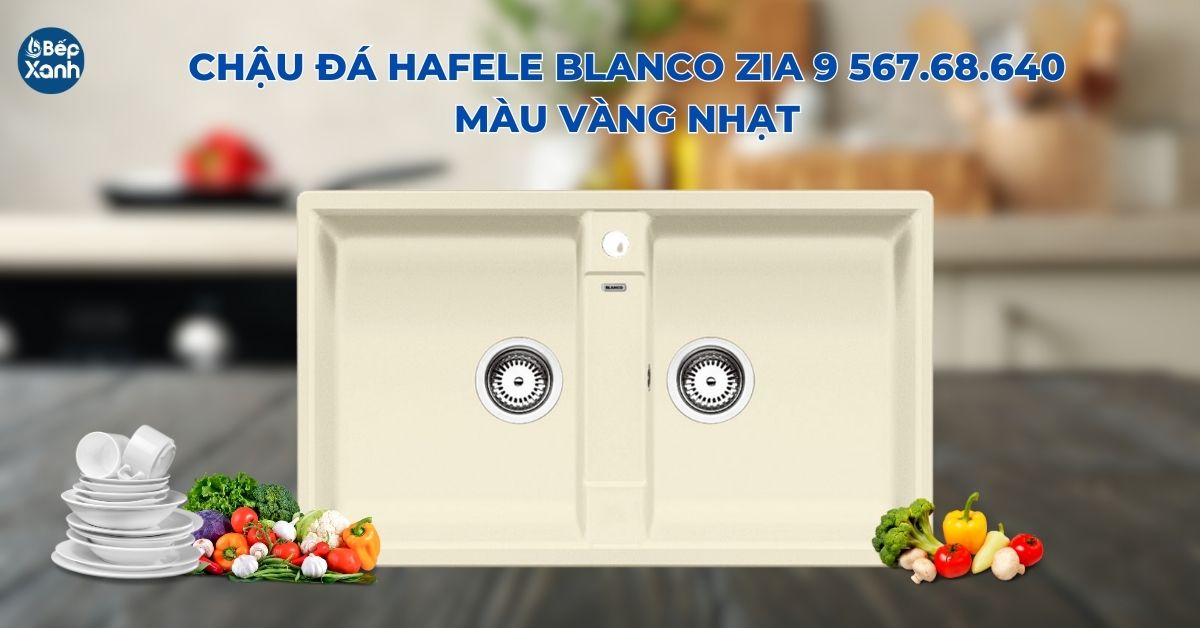 Chậu rửa chén đá Hafele 567.68.640 Zia 9 chậu Hafele 567.68.640 có 2 ngăn, màiu vàng nhạt