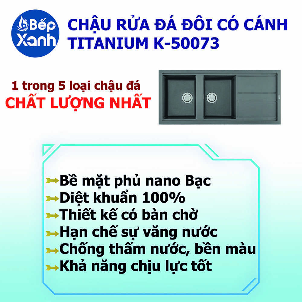 Chậu rửa đá đôi cá cánh Malloca TITANIUM K-50073