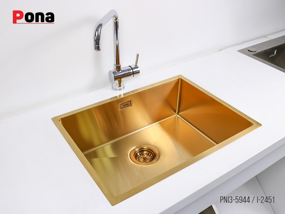 Chậu Rửa Chén 1 Hố INOX304 PNI3-5944 - Màu Vàng