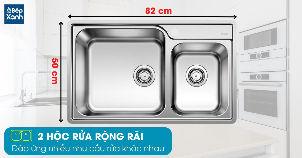 Chậu rửa chén Blanco LEMIS XL 8-IF 570.27.189 2 hộc rửa rộng rãi