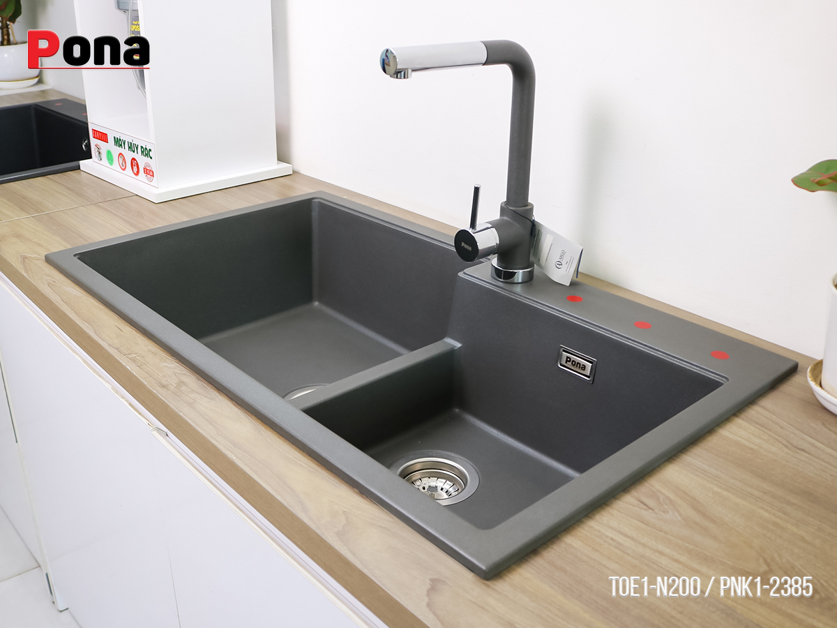 Chậu Rửa Chén Bằng Đá Granite 2 Hố TOE1-N200