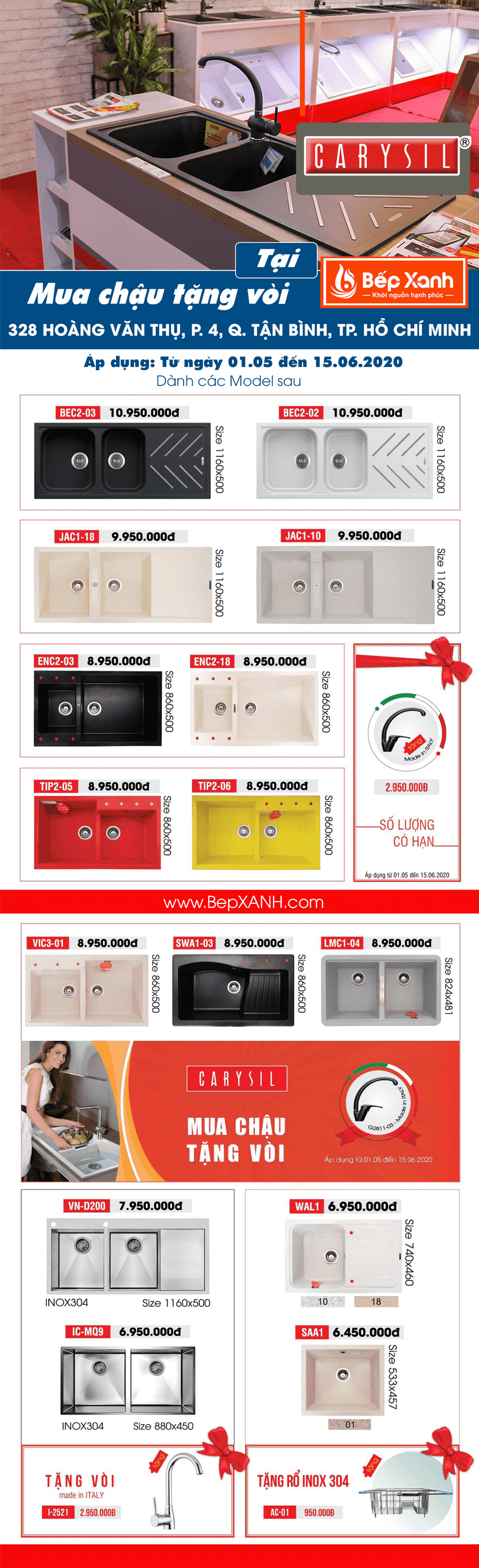 Chậu rửa chén Carysil