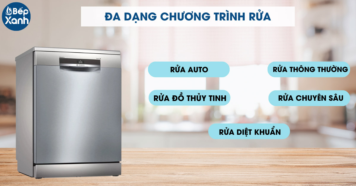 Đa dạng nhiều chương trình rửa tiện lợi 
