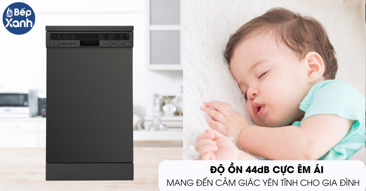 Máy rửa chén Malloca MDW10-BS08FS có độ ồn thấp 44dB