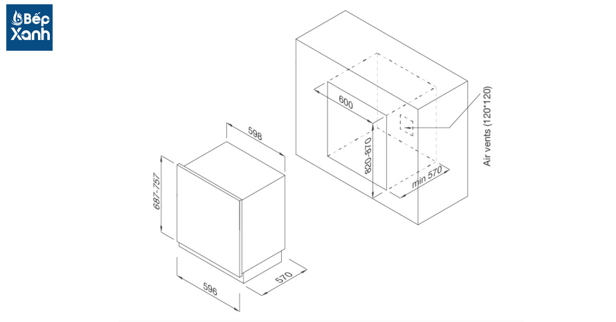 Kích thước của máy rửa chén Malloca MDW14-B09FI