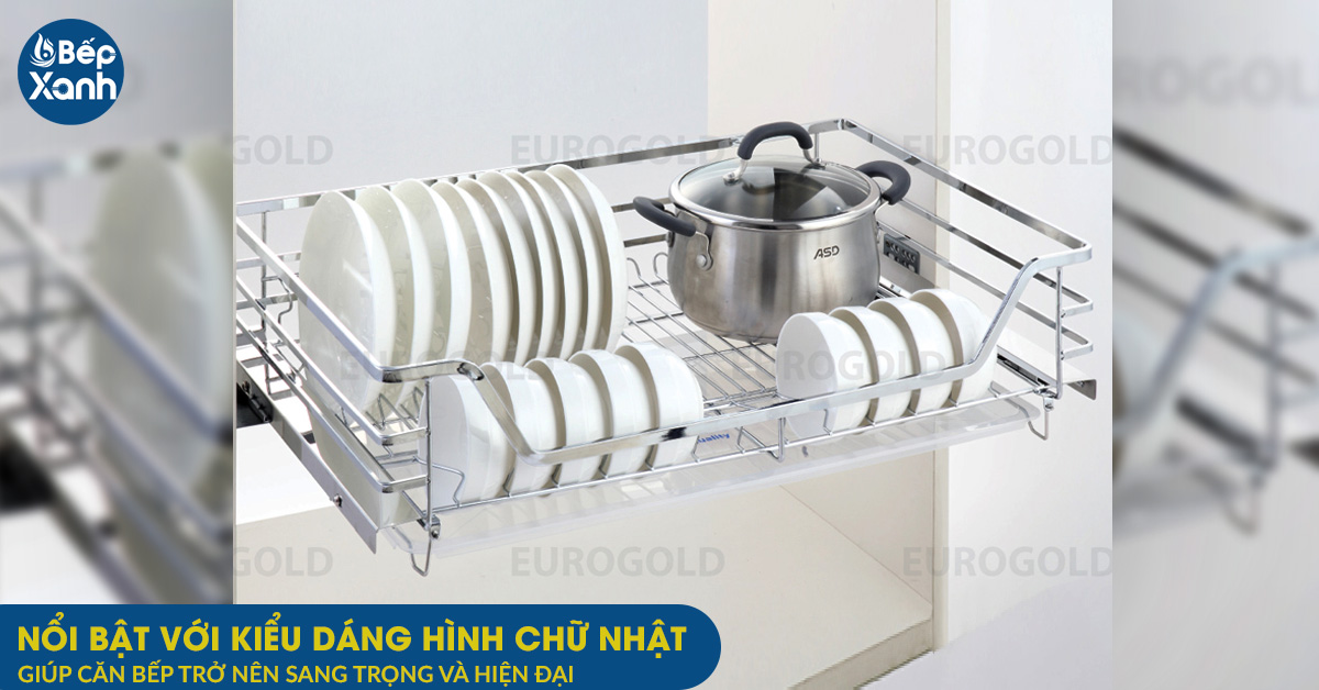 Giá xoong nồi bát đĩa dẹt đa năng Eurogold EP70 có thiết kế hình chữ nhật hiện đại