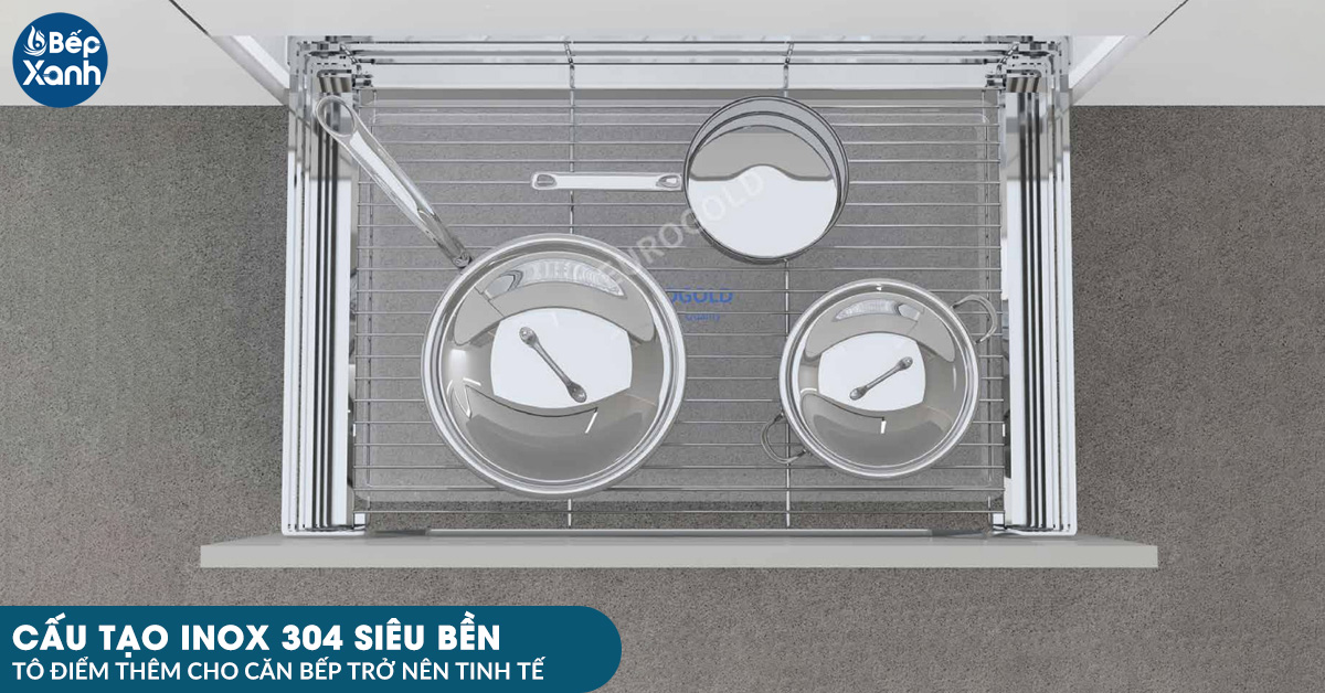 Kệ xoong nồi EP70B được cấu tạo từ inox 304 siêu bền