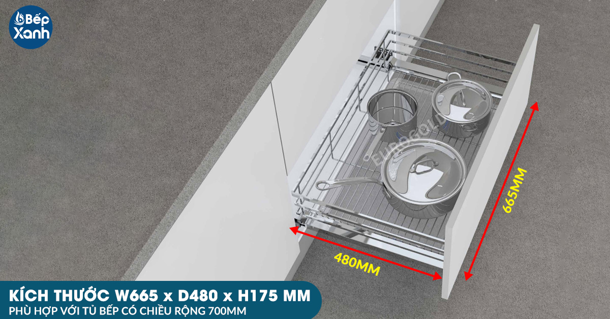 Kệ tủ bếp dưới EP70B sở hữu kích thước vừa với tủ bếp 700mm