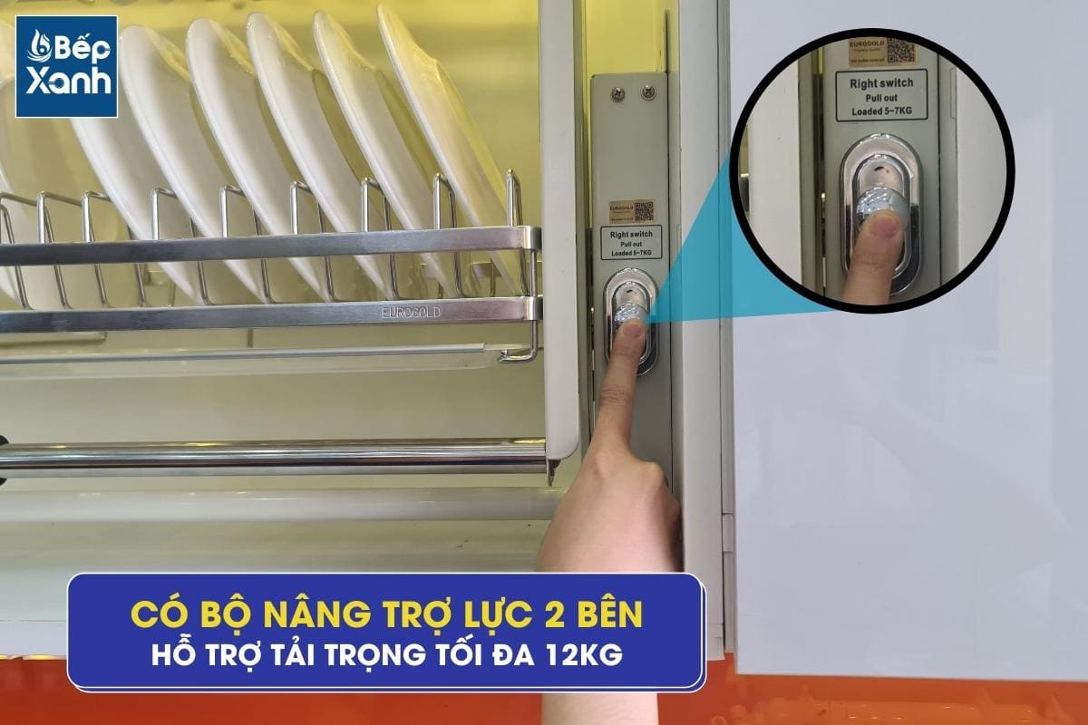 Bộ nâng trợ lực 2 bên kệ chén Eurogold EVI170