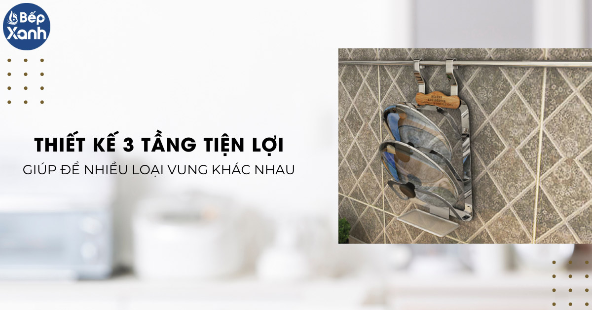 Giá để vung xoong nồi Eurogold EV18 thiết kế 3 tầng