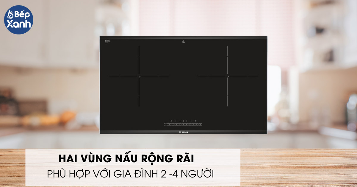 Bếp 2 vùng nấu tiện lợi, dễ sử dụng