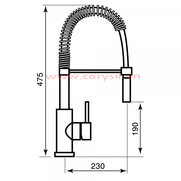 Kích thước chi tiết Vòi Rửa Chén Bát Cao Cấp Argo - Mã i-2388