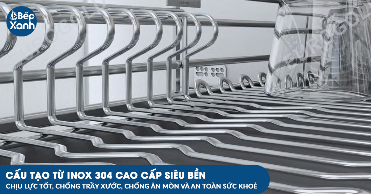 Kệ xoong nồi bát đĩa EPV6070 được cấu tạo từ inox 304 siêu bền