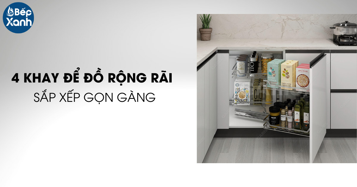 Kệ góc liên hoàn Garis MC02E.45L-R 4 khay để đồ rộng rãi