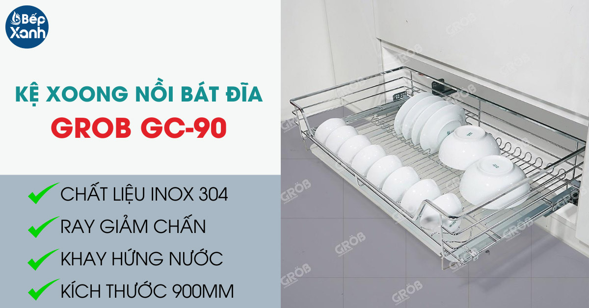 Kệ chén bát tủ dưới Inox GC-90