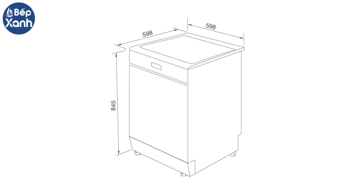 Kích thước Máy rửa chén Malloca MDW14-BS10TFT