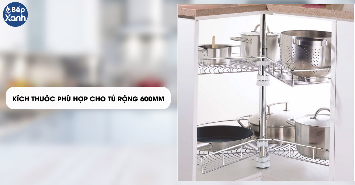 Mâm xoay Inox Eurogold EVR270A kích thước phù hợp chiều rộng tủ 600mm