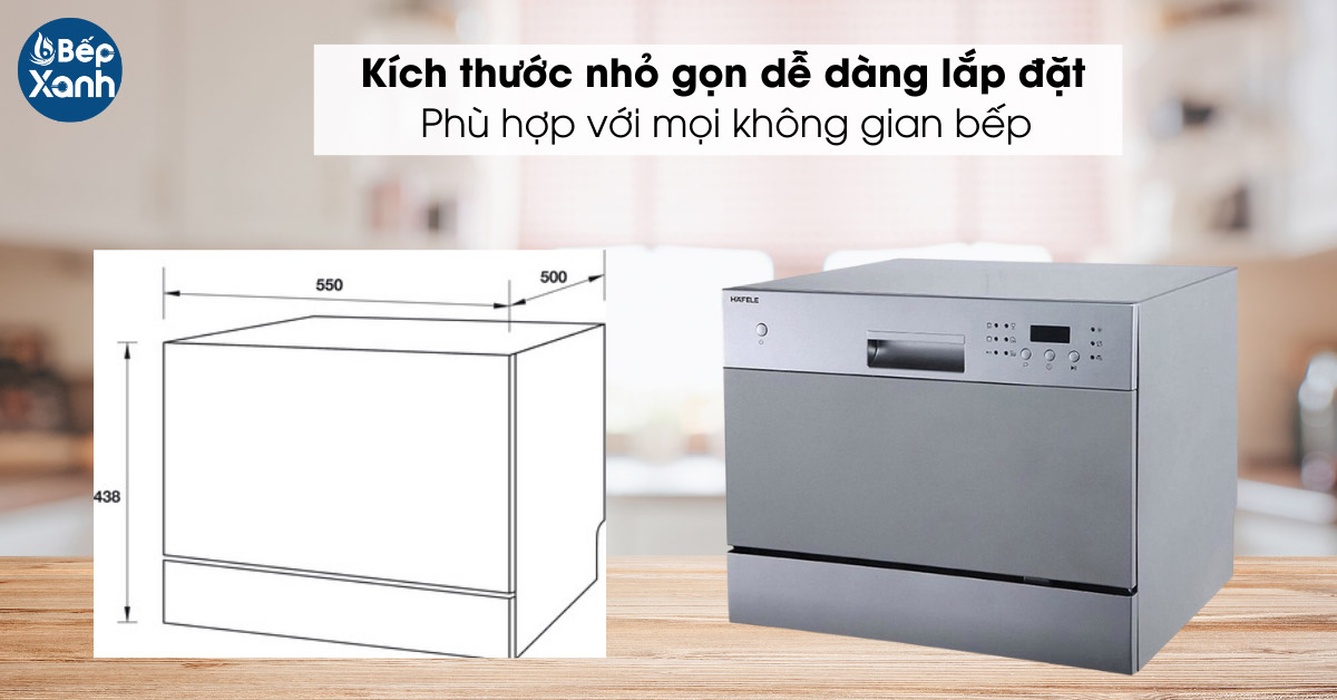 Kích thước nhỏ gọn dễ lắp đặt của máy rửa chén mini