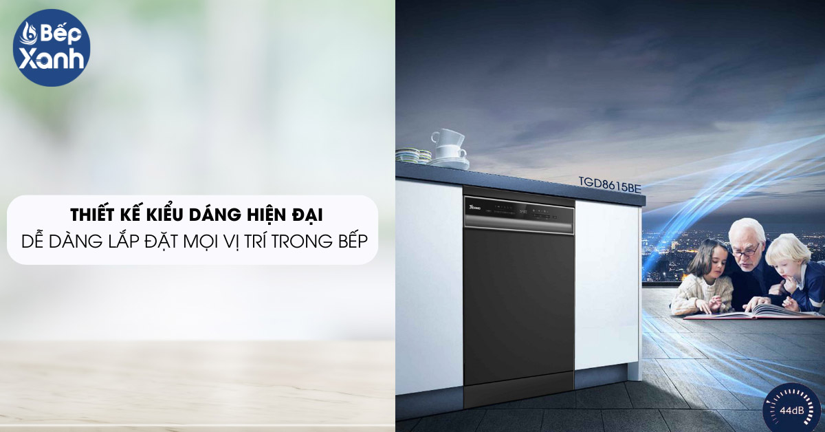 Máy rửa bát Texgio TGD8615BE thiết kế sang trọng hiện đại