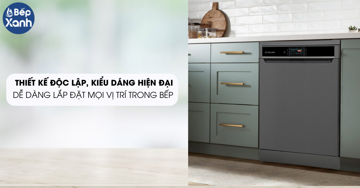 Máy rửa chén Malloca MDW14-BS10TFT thiết kế độc lập có thể lắp âm tủ