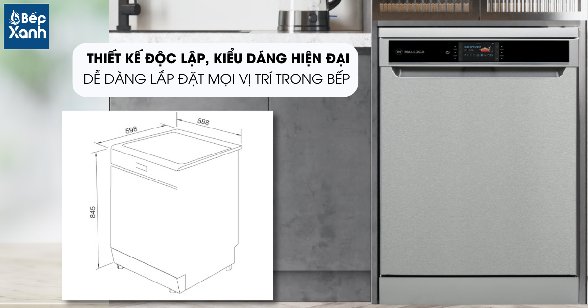 Thiết kế độc lập, hiện đại của máy rửa chén MDW14-S10TFT